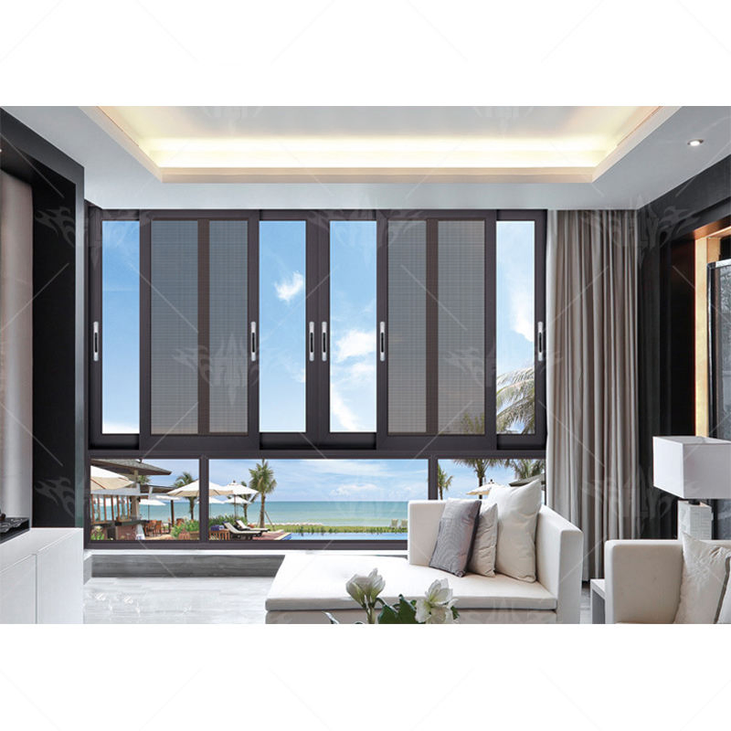Ventanas corredizas de vidrio doble acristalado de aluminio para balcón de PA