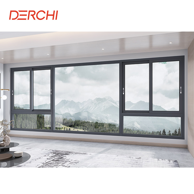 Diseño Moderno Personalizado Alta Seguridad Red Antirrobo Ventana Balcón Ventana Deslizante de Aluminio 3 Carril