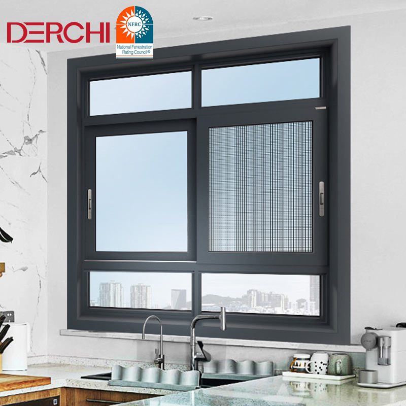 Marco de Aluminio Negro Mate As2047 Certificación Ventana Deslizante Horizontal de Aleación de Aluminio Doble Acristalamiento Ventanas y Puertas Feilong