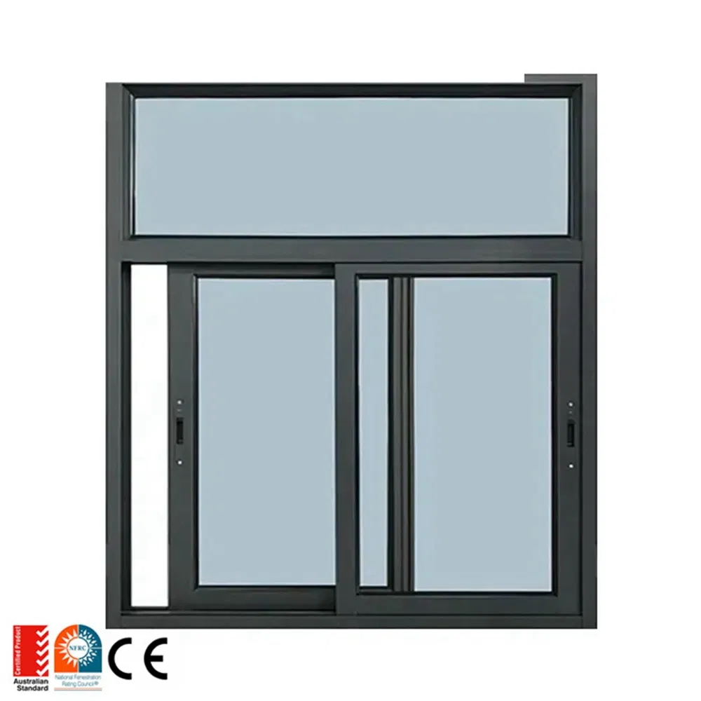 Ventanas de vidrio deslizantes dobles negras de aluminio comercial modernas para porche