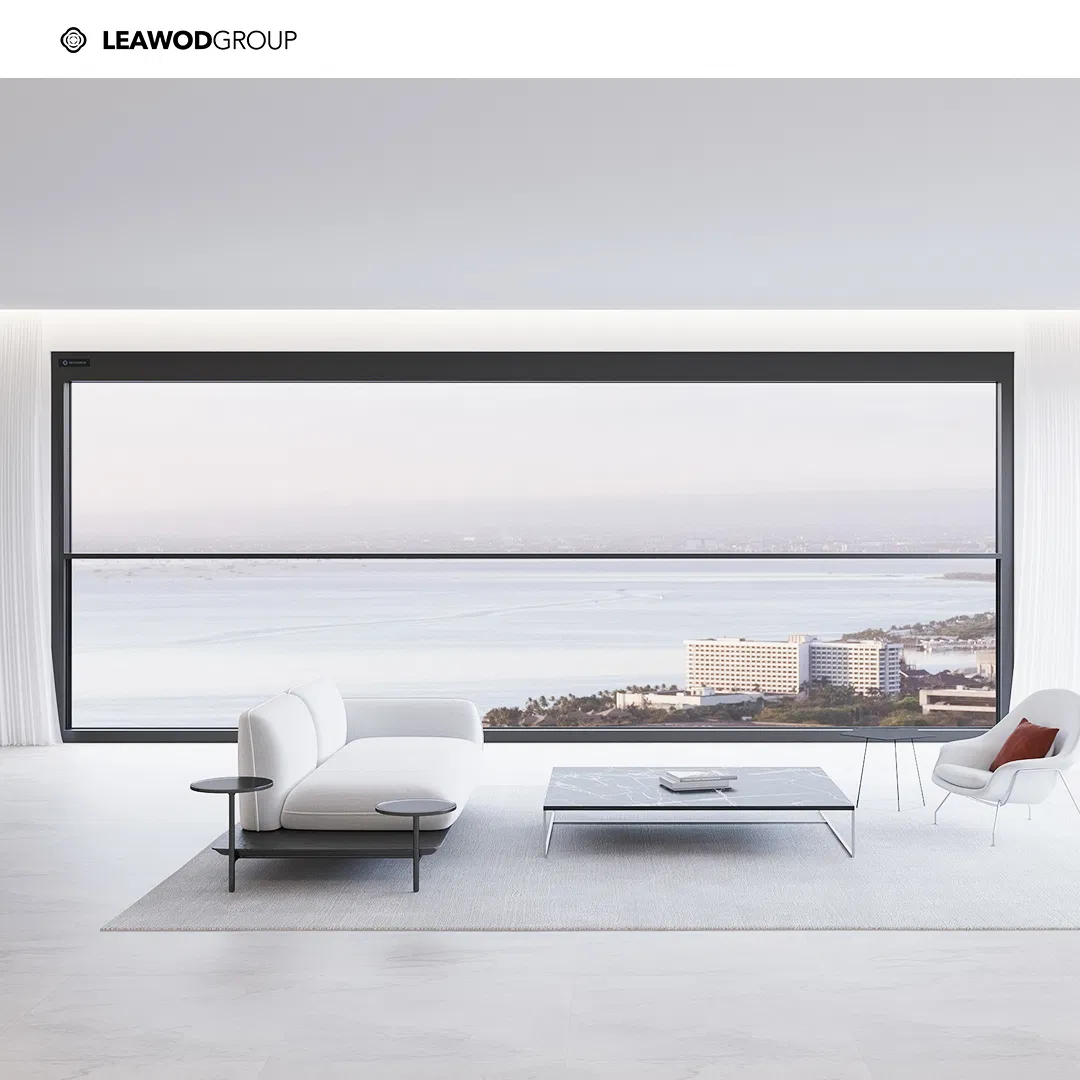 Ventana francesa deslizante vertical de aluminio térmicamente roto con control inteligente de doble acristalamiento para balcón, pérgola, hotel y casa