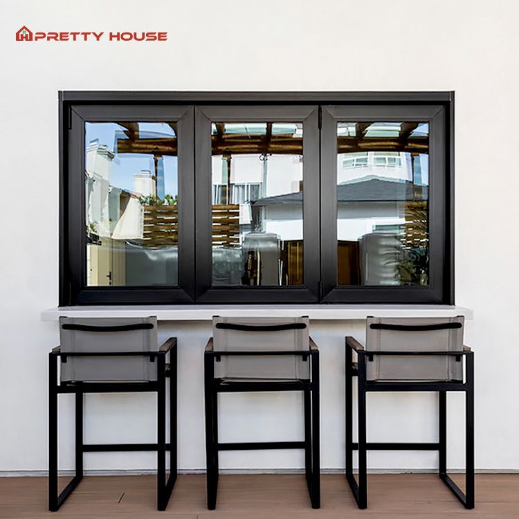 Ventana bi-fold de diseño europeo con doble acristalamiento, eficiente en energía, ventanas de aluminio deslizantes y plegables