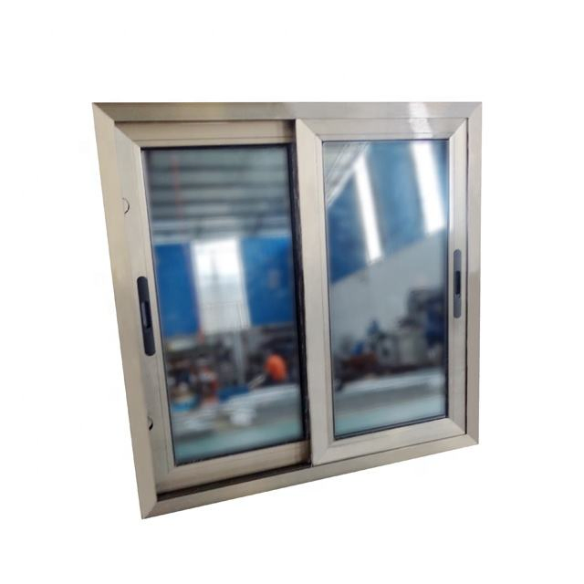Ventana deslizante de doble cristal de aluminio color champán de alta calidad y gran tamaño