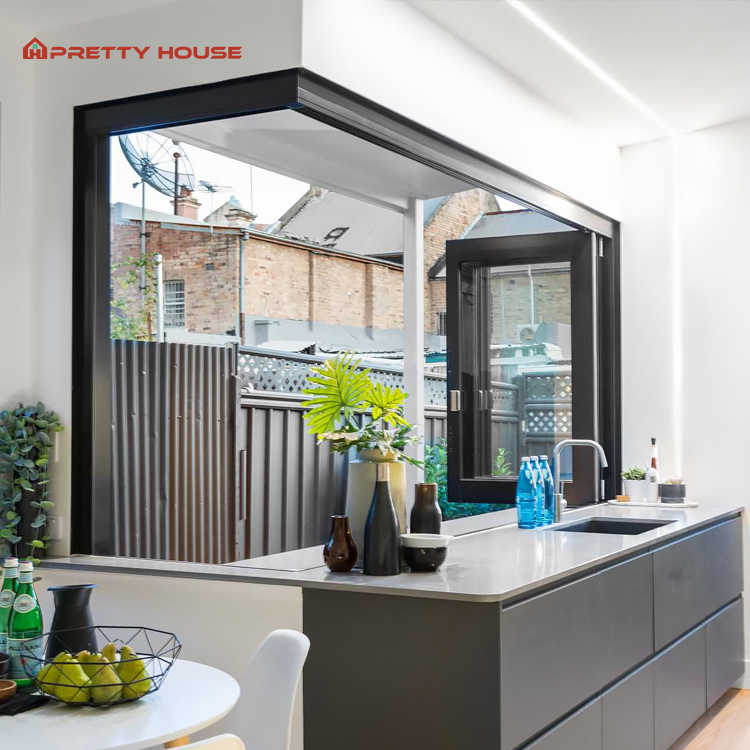 Ventana bi-fold de diseño europeo con doble acristalamiento, eficiente en energía, ventanas de aluminio deslizantes y plegables