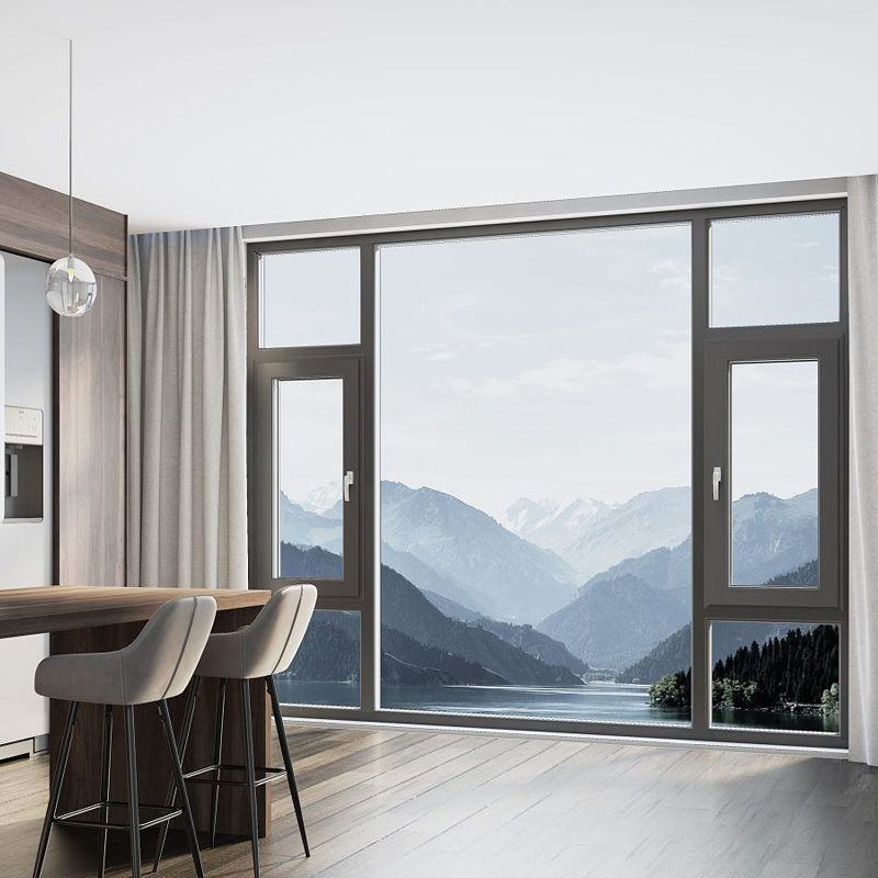Ventana deslizante de aluminio con vidrio templado aislante de doble acristalamiento y sonido, ventanas deslizantes de PVC con reja de seguridad