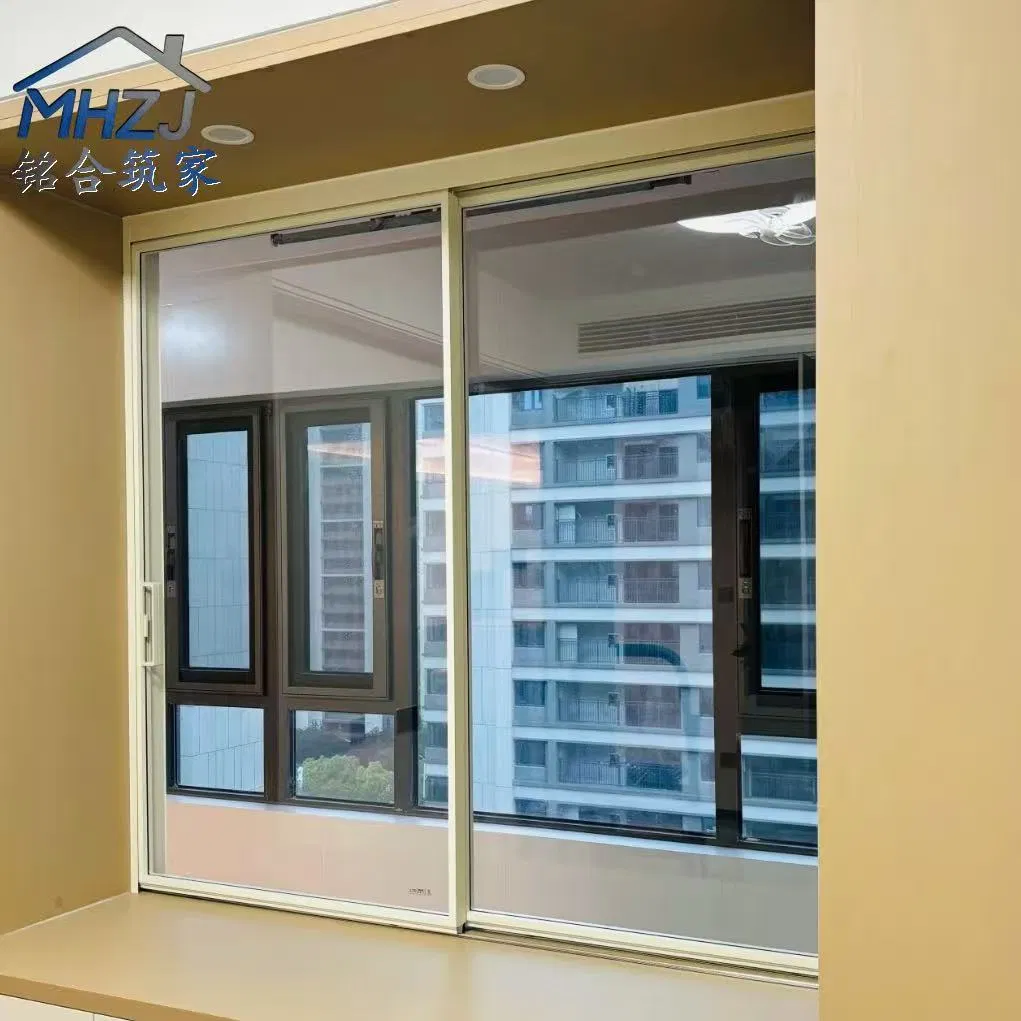 Construcción de perfil de casa de vidrio doble de material plástico residencial, puertas deslizantes de vidrio doble de PVC/UPVC, ventanas de acristalamiento deslizante con lamas personalizadas