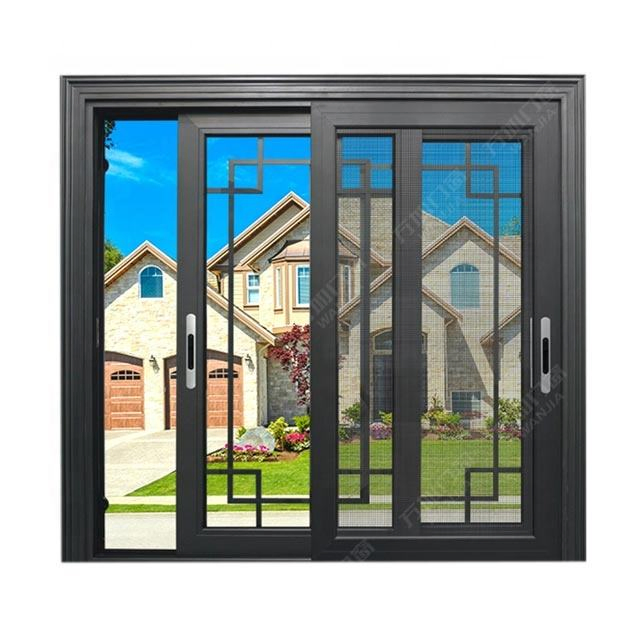Ventanas deslizantes automáticas de doble cristal de aluminio Wanjia