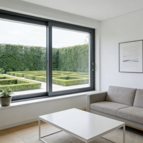 Ventana deslizante de aluminio con vidrio templado esmerilado de alta seguridad