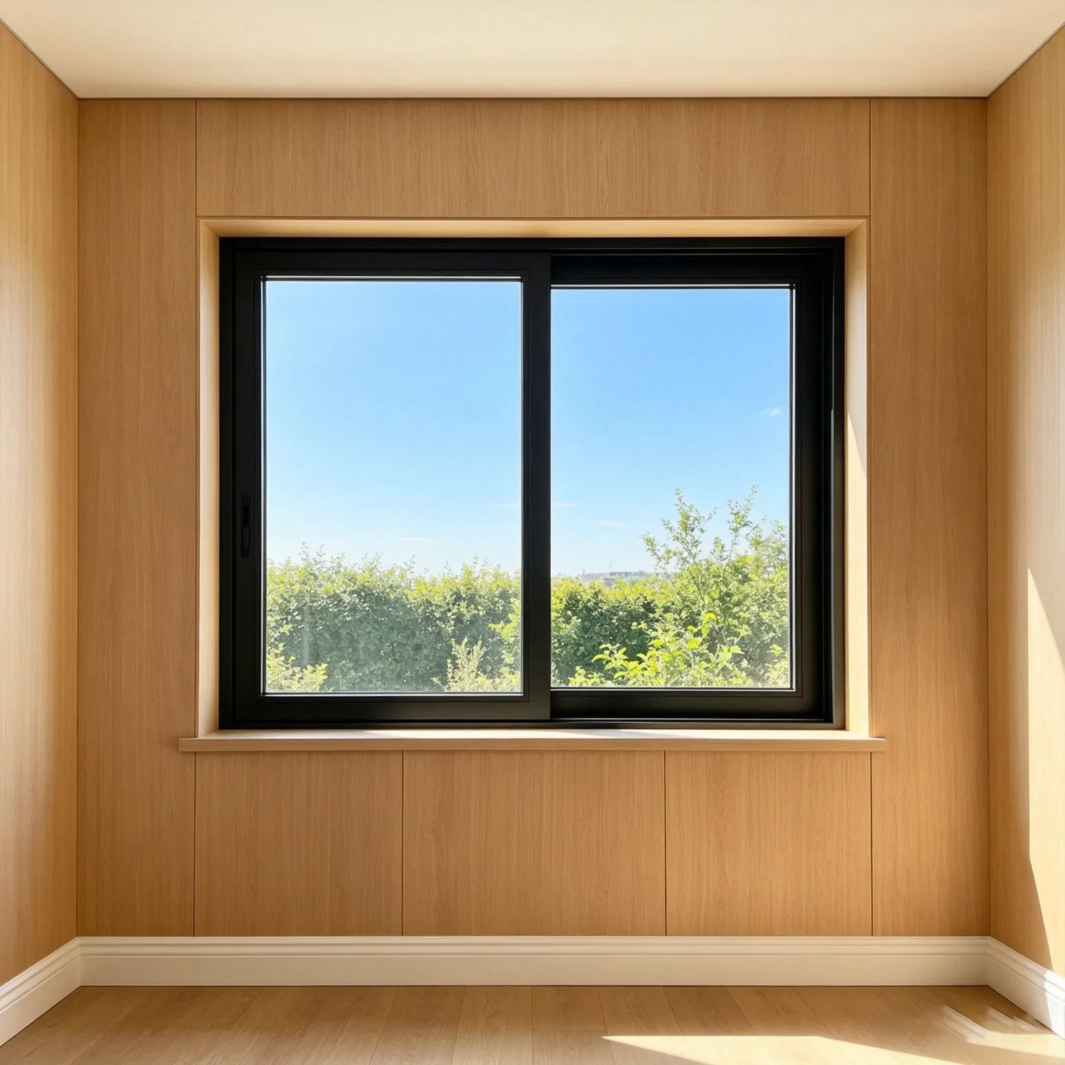 Ventana deslizante horizontal de aluminio de marco delgado y minimalista con perfil extruido de bajo perfil