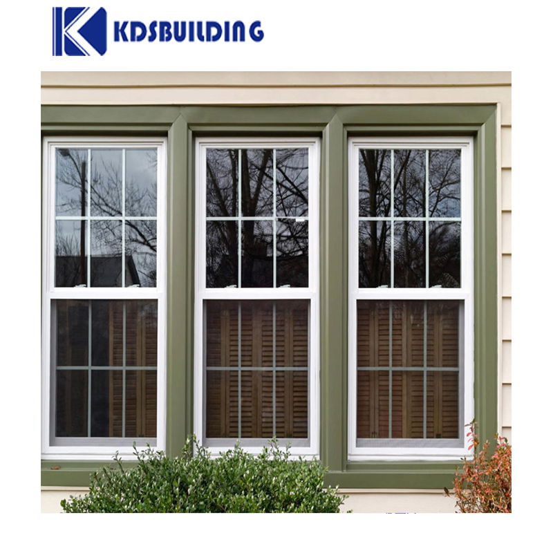 Venta caliente de Kdsbuilding Ventana deslizante vertical de aluminio negro de doble hoja personalizada y de ahorro de energía