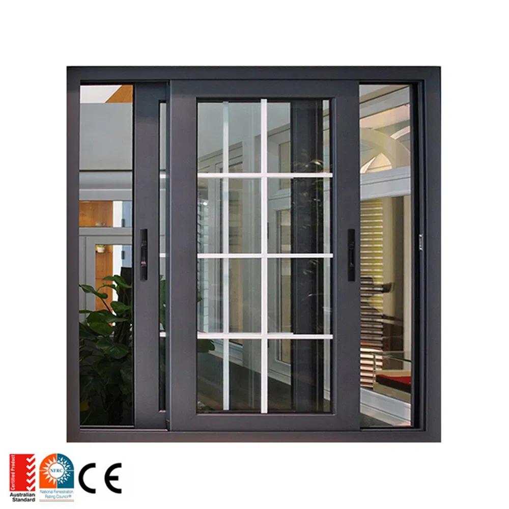 Ventanas de vidrio deslizantes dobles negras de aluminio comercial modernas para porche