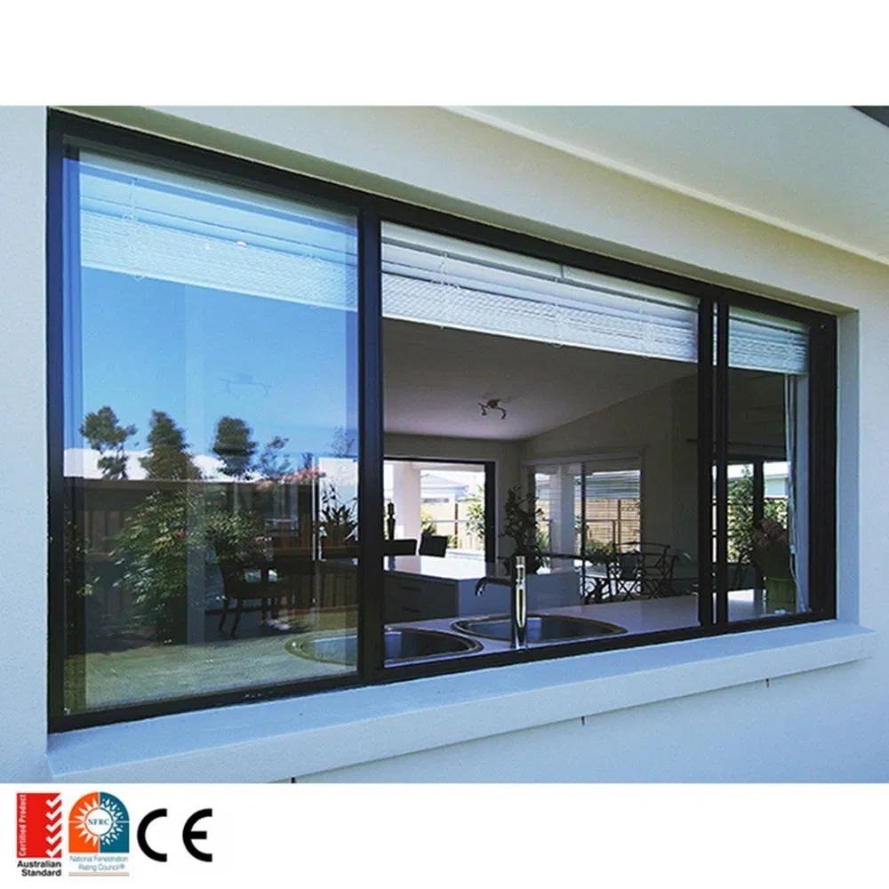 Proveedor Ventana de Aluminio Impermeable para Dormitorio 3track Ventana Deslizante Doble Acristalada Ventanas Deslizantes Personalizadas
