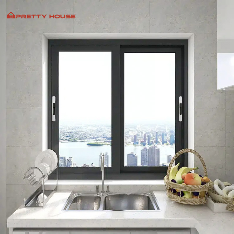 Ventana de vidrio deslizante de aluminio de diseño personalizado con diseño de reja