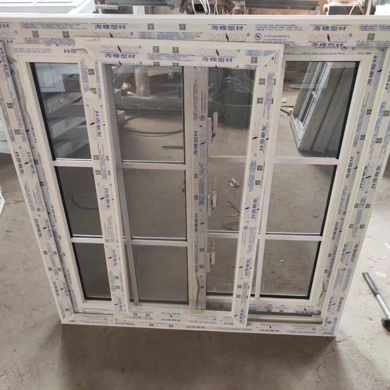 Ventana de PVC de doble acristalamiento al por mayor, ventanas deslizantes laminadas comerciales