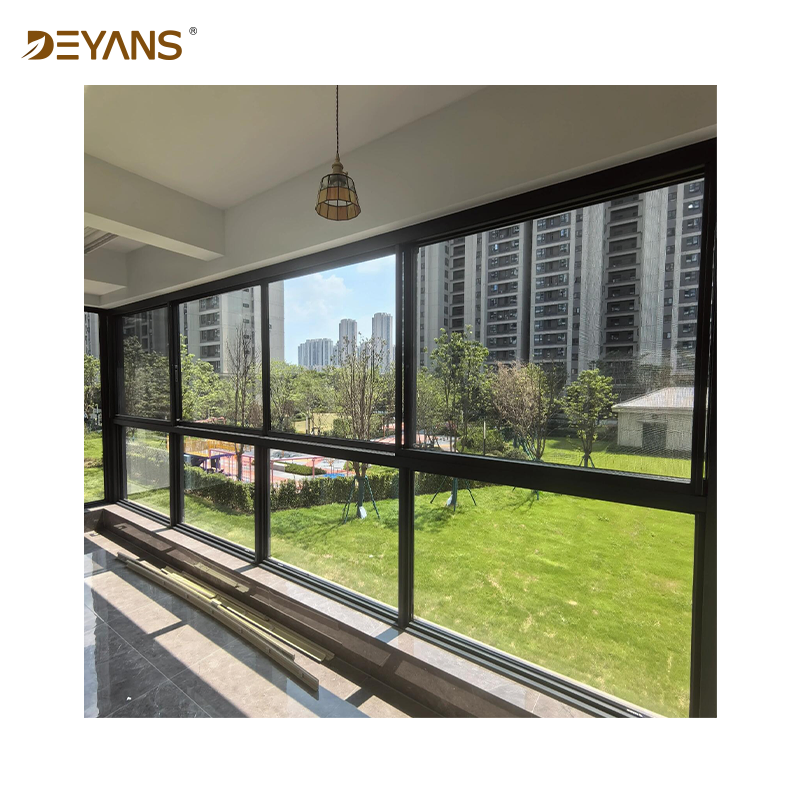 Ventanas deslizantes grandes de vidrio para oficinas modernas y eficientes en energía, ventanas de aleación de aluminio, diseño moderno de ventana deslizante