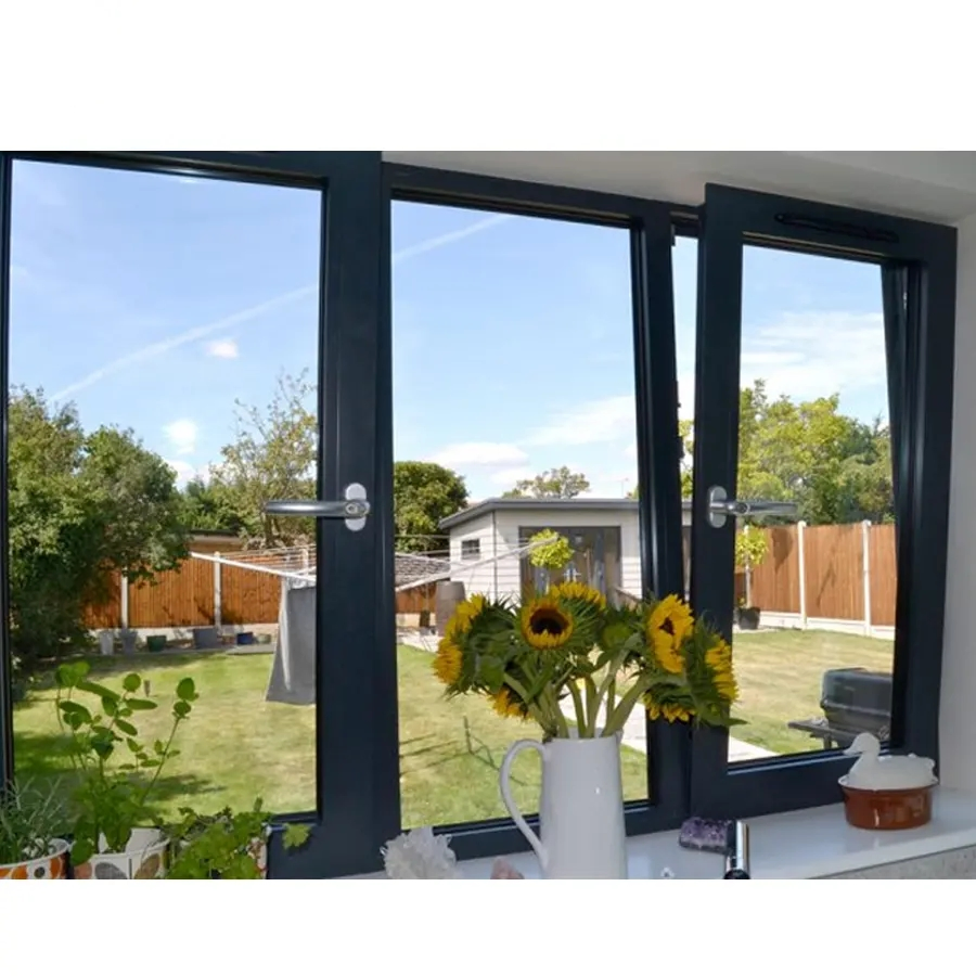 Venta Caliente Ventana de Aluminio UPVC PVC Vinilo Doble Triple Acristalamiento Templado Aislante Acústico de Impacto de Huracán Abatible Corredera Oscilobatiente Doble Colgada