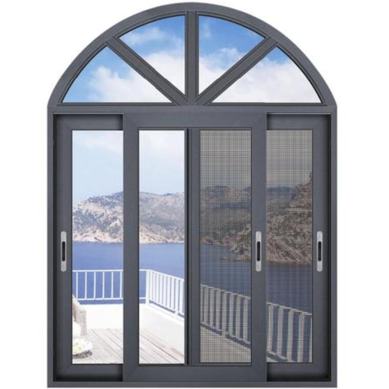 Ventana deslizante de vidrio de aluminio con ruptura térmica de alta calidad según estándares de la UE con mosquitera de acero inoxidable