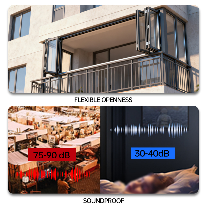 Ventana deslizante plegable personalizada con Proyecto Silencioso CSA