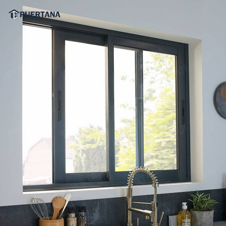 3 Ventanas deslizantes de vidrio de seguridad, reja de ventana de metal, marco de aluminio para ventana deslizante