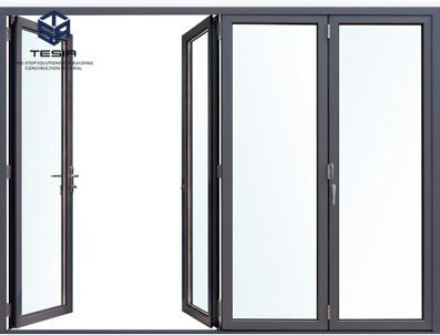 Ventana de casement de aluminio con vidrio de puente roto / Ventana deslizante / Ventana de metal / Ventana plegable / Ventanas de aluminio color madera / con una ventana de pantalla invisible