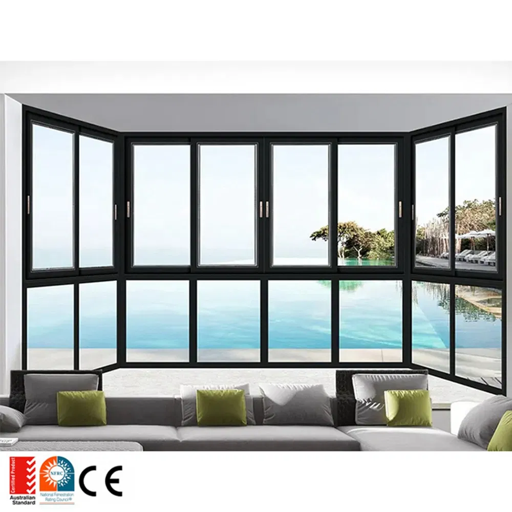 Proveedor Ventana de Aluminio Impermeable para Dormitorio 3track Ventana Deslizante Doble Acristalada Ventanas Deslizantes Personalizadas