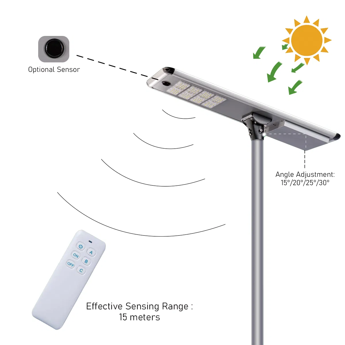 Luz de calle solar LED inteligente de aluminio al aire libre IP65 mejor precio luz solar para carretera