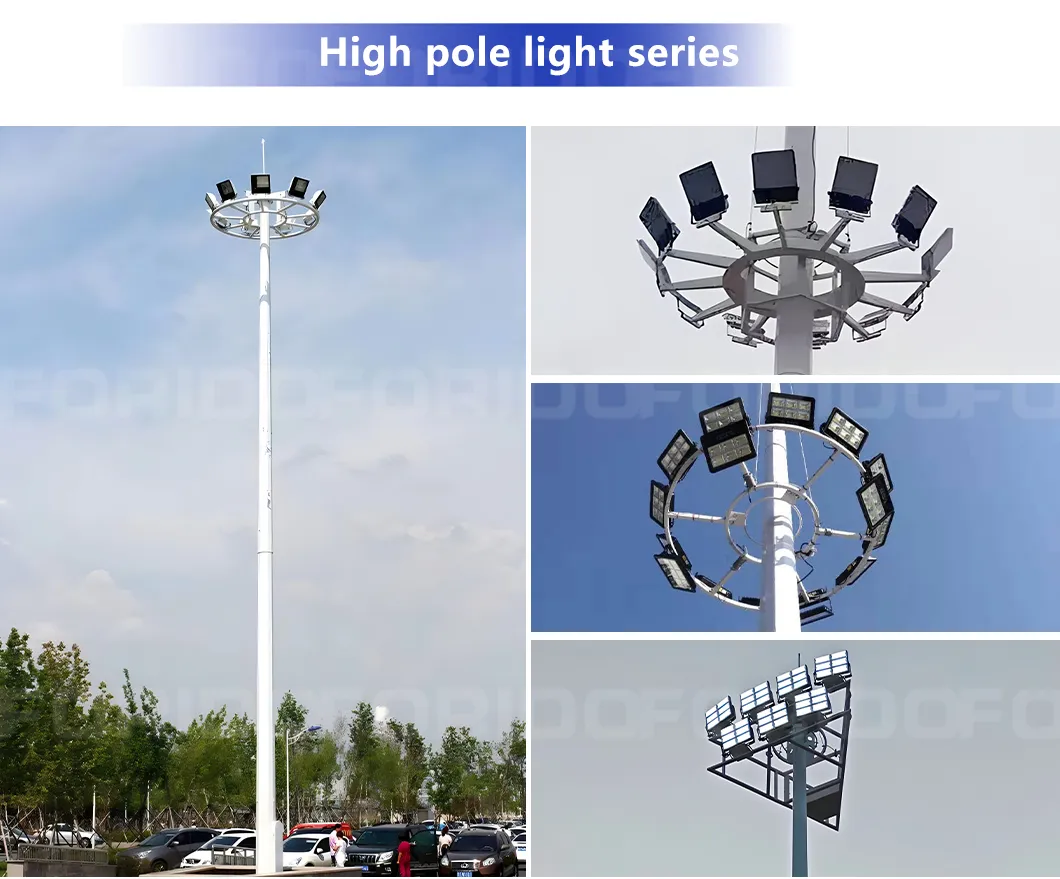 8m/15m/20m/25m/30m/35m Iluminación Exterior Luz de Alto Mástil Galvanizada para Estadio de Fútbol Cancha de Baloncesto