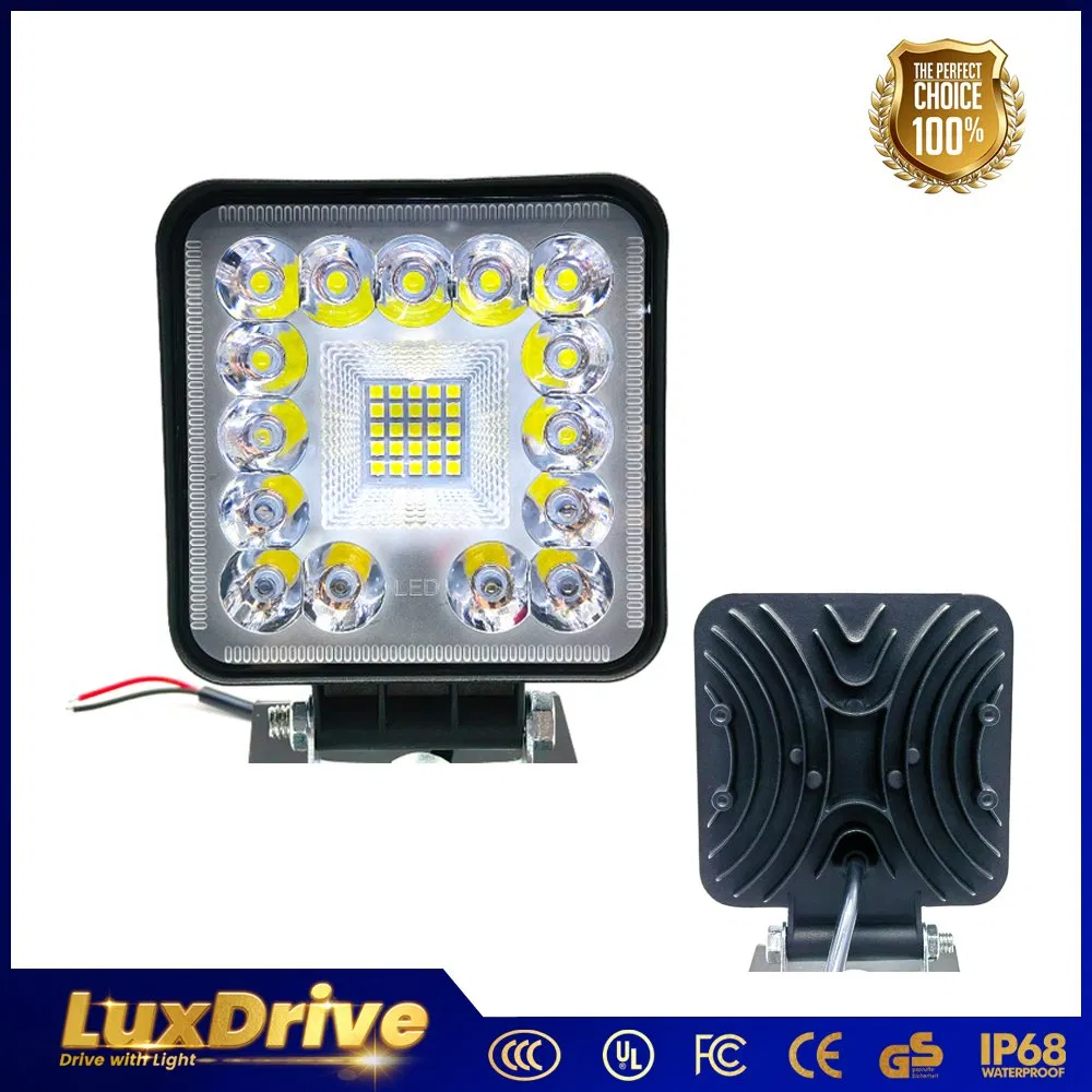 4 Luz de trabajo LED cuadrada de una pulgada para automóvil, camión, trenes, luz de remolque, lámpara exterior de auto, iluminación exterior de auto 12/24V Faro universal de inundación y punto