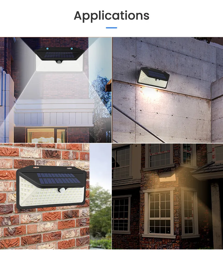 Luces de seguridad solares LED para jardín con sensor de movimiento, lámpara de pared para emergencia en cercas exteriores