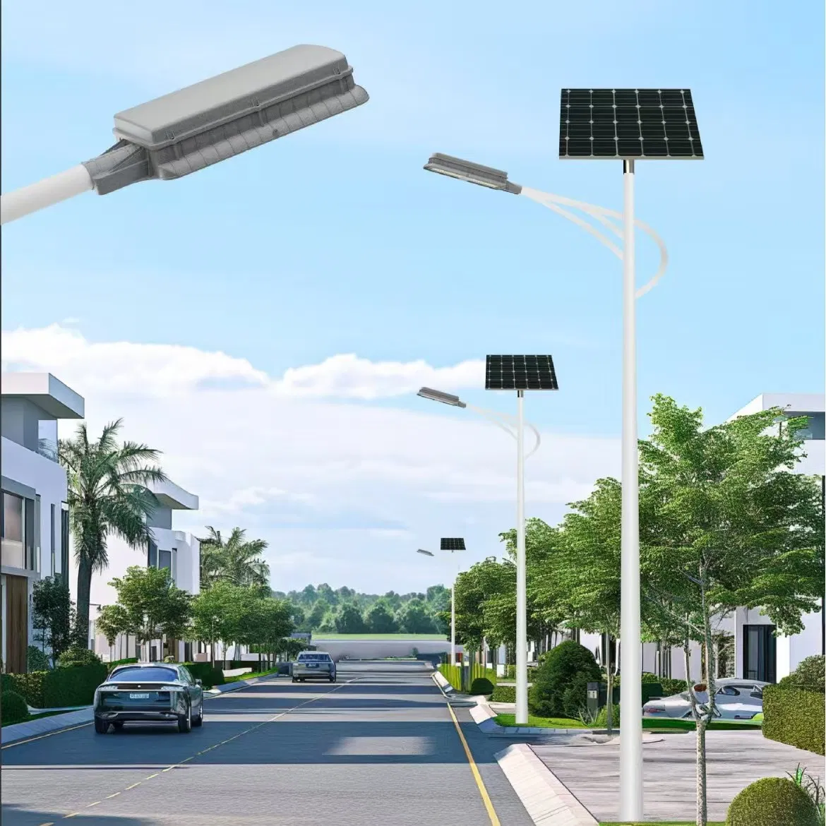 Luz Solar LED Todo en Dos de Alta Lumen Impermeable IP67 de Aluminio para Jardín Exterior 200W 100W Luces de Calle Solares Divididas