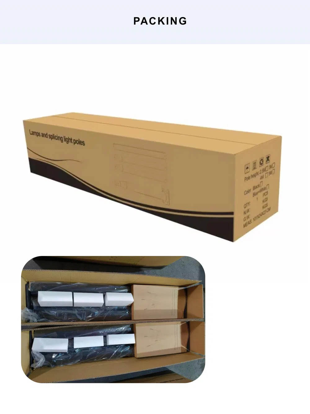 Tipo de División 3 Poste Metálico Galvanizado de Q235 Metro de Altura para Luces LED de Montaje Superior