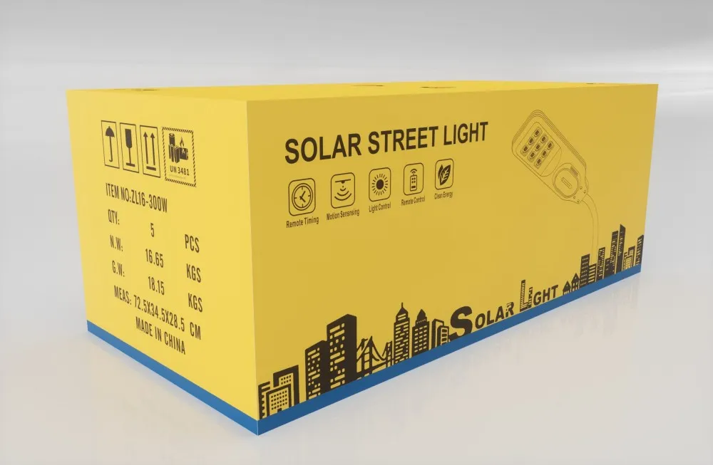 Luz Solar Callejera Todo-en-Uno Mono SMD5054 Perlas de Lámpara 2713lm 30000mAh LiFePO4 Batería 5V28W