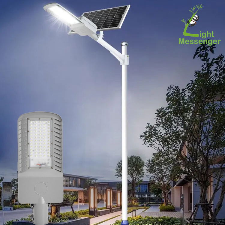 Mensajero de Luz Buen Precio Iluminación Exterior Impermeable Lamp100W Luces de Calle Solares LED Divididas para Venta de Proyectos en Jardín de Pueblo y Estacionamiento con Poste
