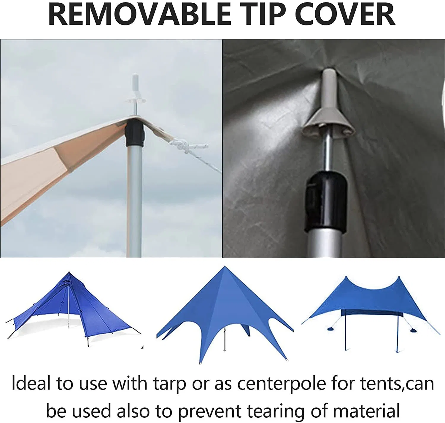 Polo de tienda ajustable de aluminio, polo telescópico para lona, ​​polo ligero para acampar