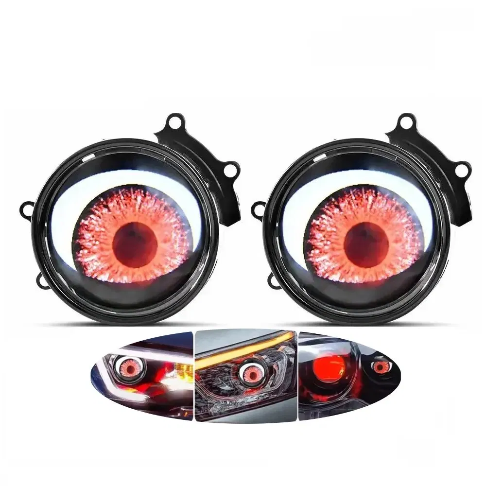 Lente proyector decorativo de ojos de diablo para faros de coche, decoración de accesorios automotrices