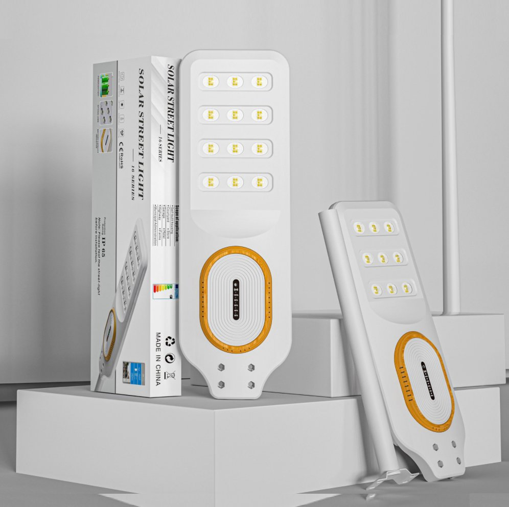 Luz Solar Callejera Todo-en-Uno Mono SMD5054 Perlas de Lámpara 2713lm 30000mAh LiFePO4 Batería 5V28W