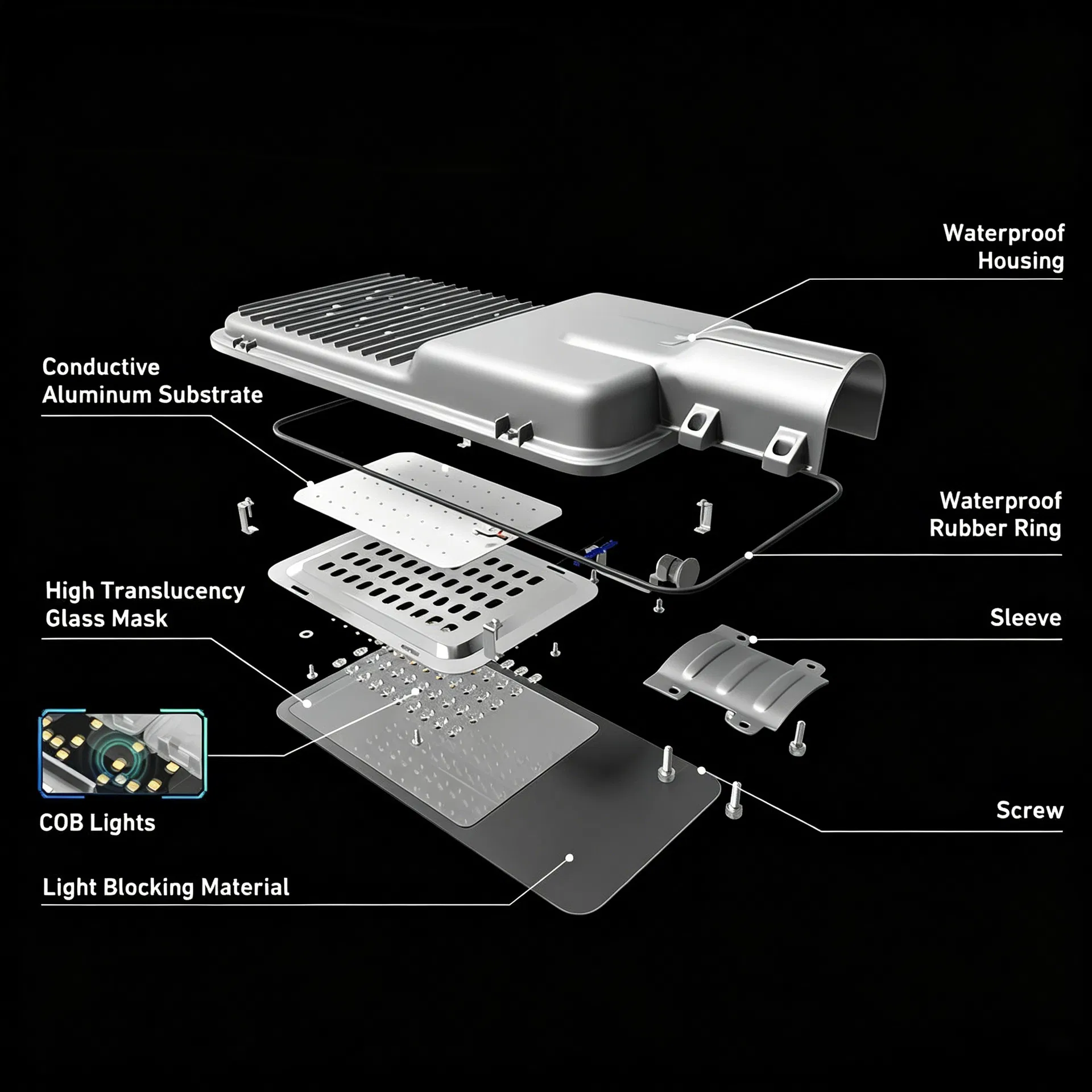3000K-5000K IP65 Luz LED exterior para calles