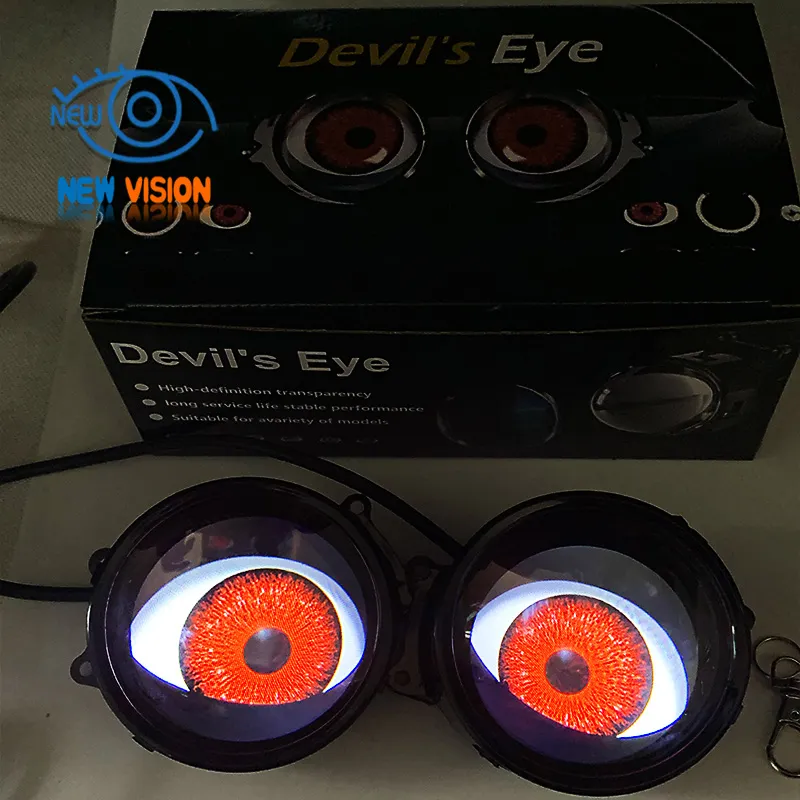 Lente proyector decorativo de ojos de diablo para faros de coche, decoración de accesorios automotrices
