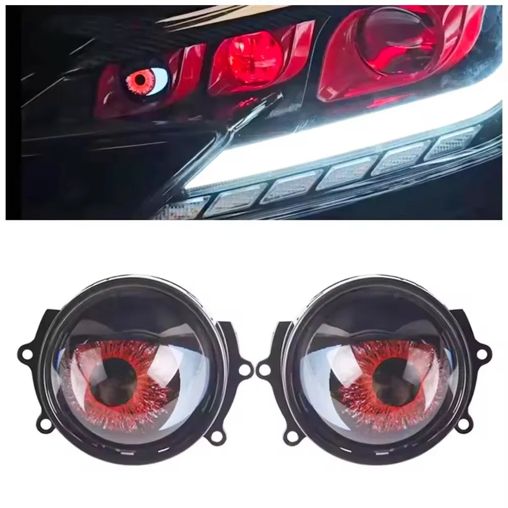 Lente proyector decorativo de ojos de diablo para faros de coche, decoración de accesorios automotrices