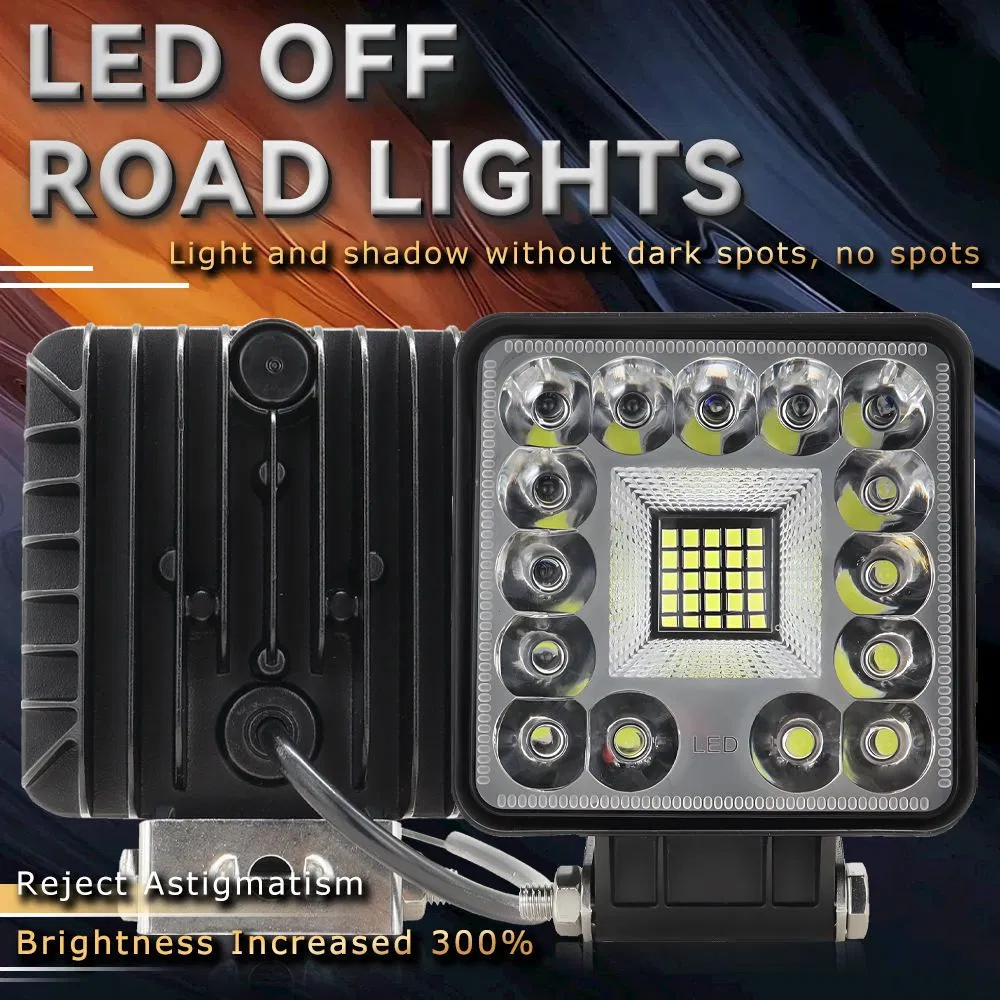 4 Luz de trabajo LED cuadrada de una pulgada Luz de coche Lámpara de auto Iluminación exterior de auto 12/24V Faro universal de inundación y punto