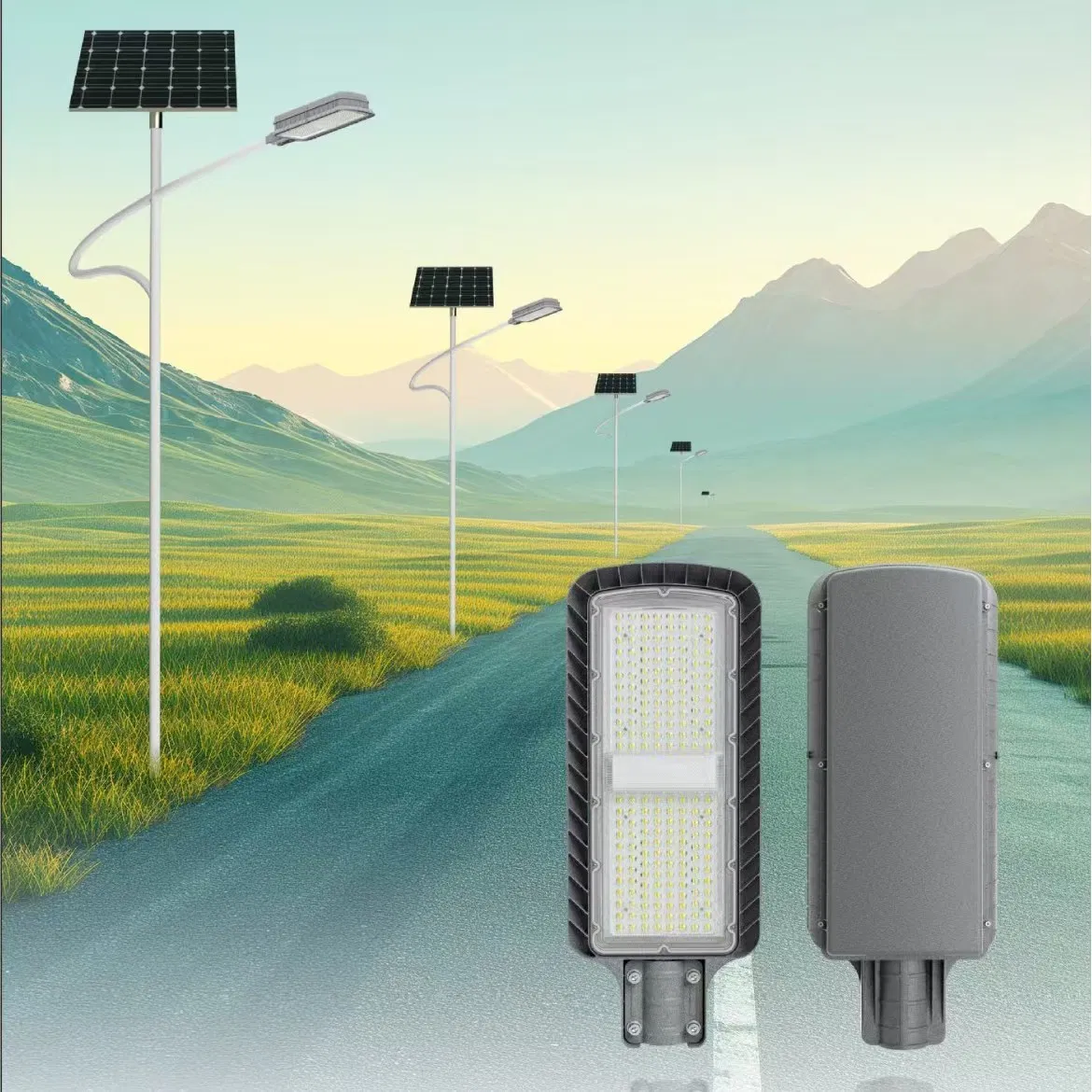 Luz Solar LED Todo en Dos de Alta Lumen Impermeable IP67 de Aluminio para Jardín Exterior 200W 100W Luces de Calle Solares Divididas
