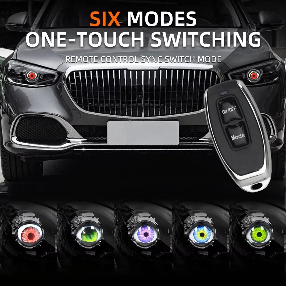 Lente proyector decorativo de ojos de diablo para faros de coche, decoración de accesorios automotrices
