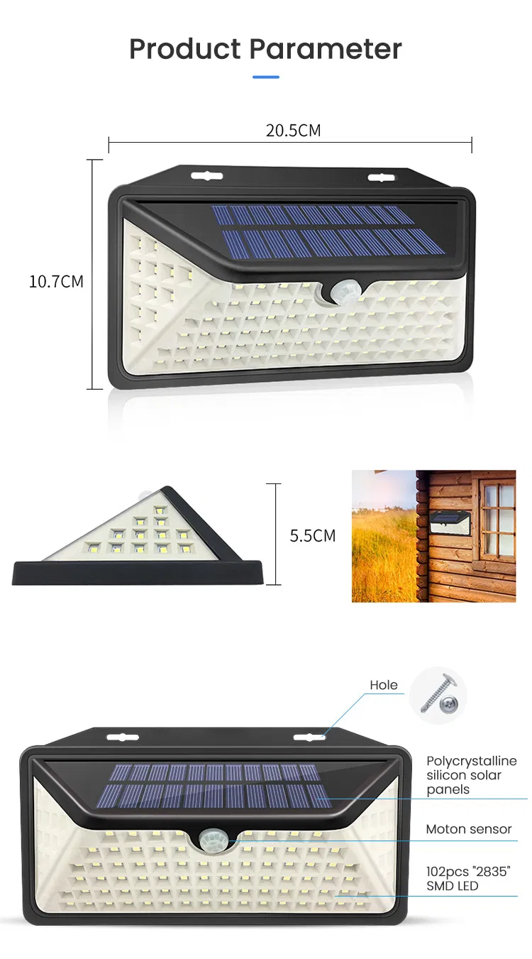 Luces de seguridad solares LED para jardín con sensor de movimiento, lámpara de pared para emergencia en cercas exteriores