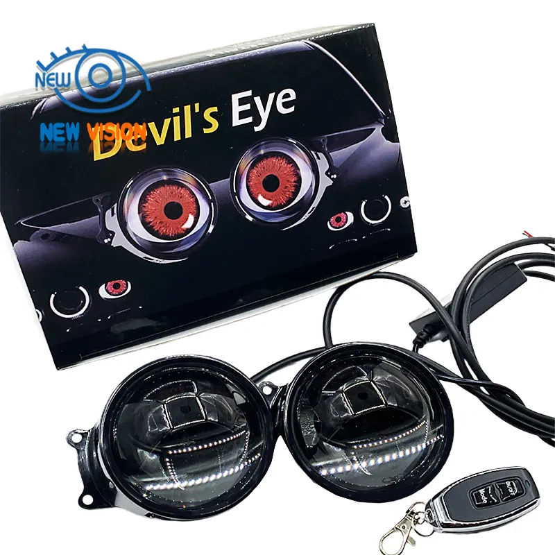 Lente proyector decorativo de ojos de diablo para faros de coche, decoración de accesorios automotrices