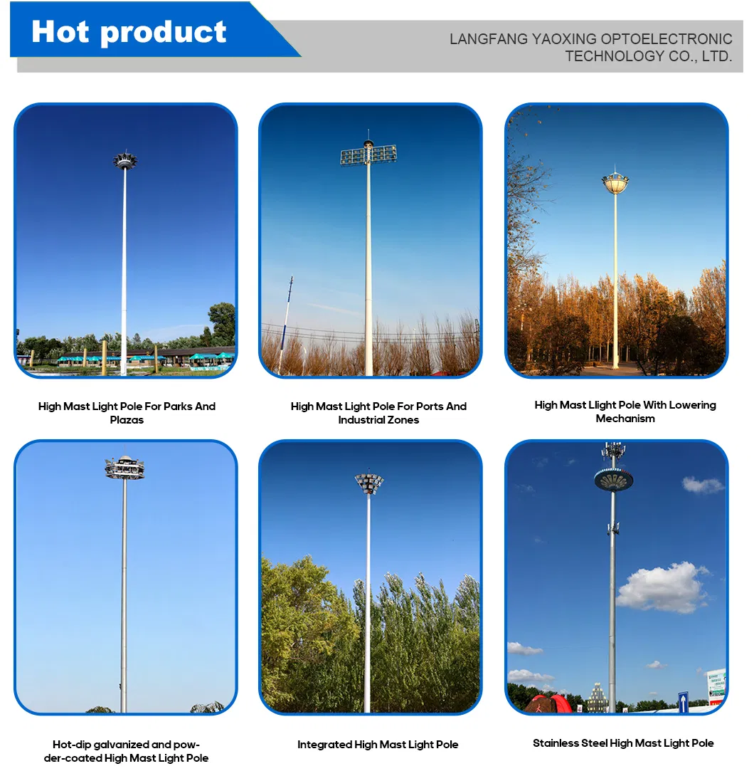 High Performance Fixed Top UV-Proof High Mast Light Pole for City Squares