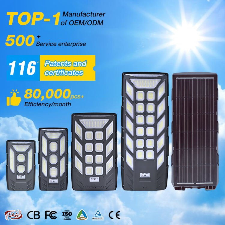 Luz de Calle Solar Integrada Todo en Uno de Alta Calidad para Exterior IP65 Impermeable ABS 600W