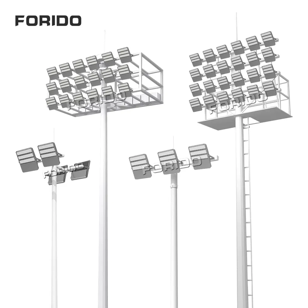 8m/15m/20m/25m/30m/35m Iluminación Exterior Luz de Alto Mástil Galvanizada para Estadio de Fútbol Cancha de Baloncesto