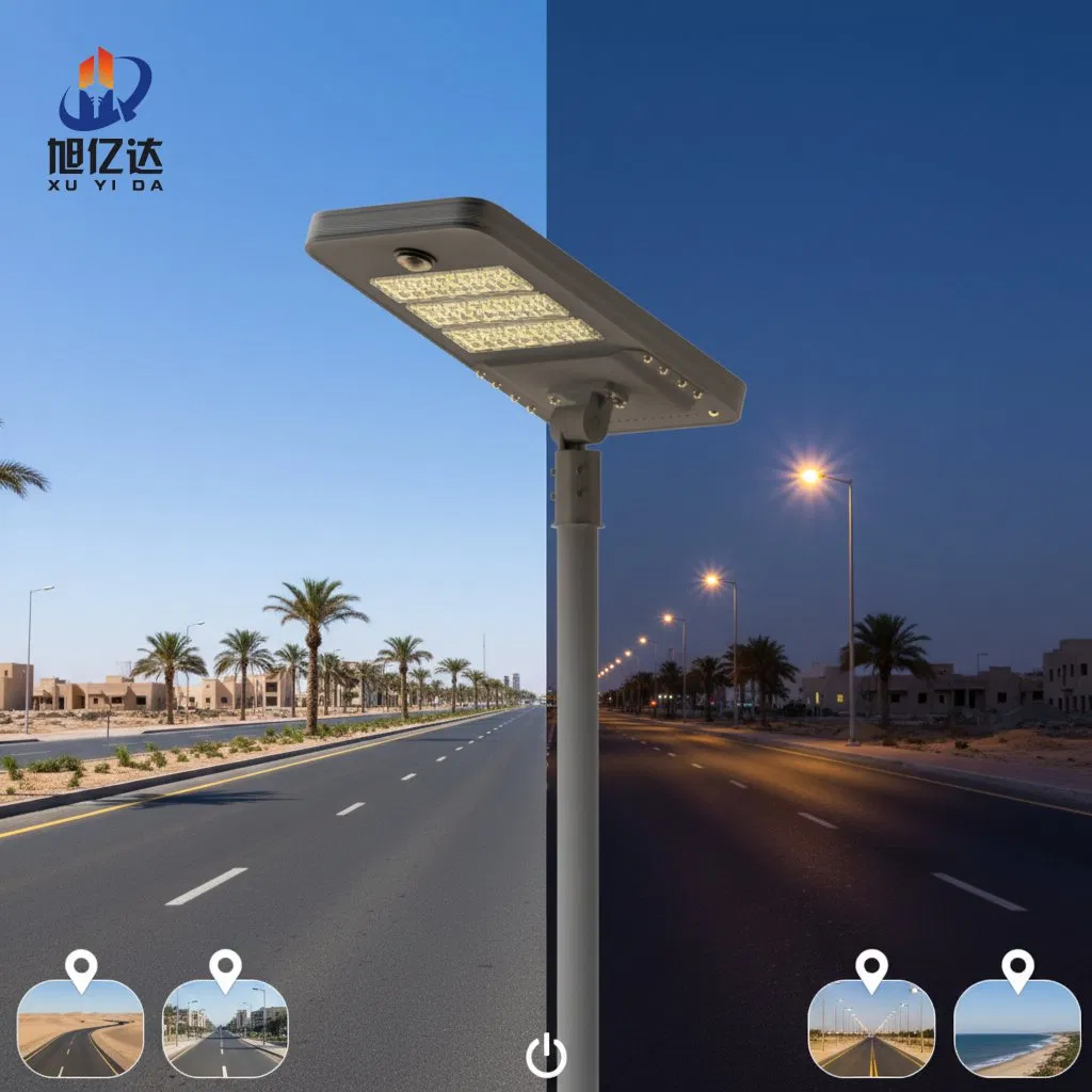 IP67 Luz de Calle Solar Integrada con Cámara LED a Prueba de Agua y Batería de Litio 40W/60W/80W/100W/120W Todo en Uno