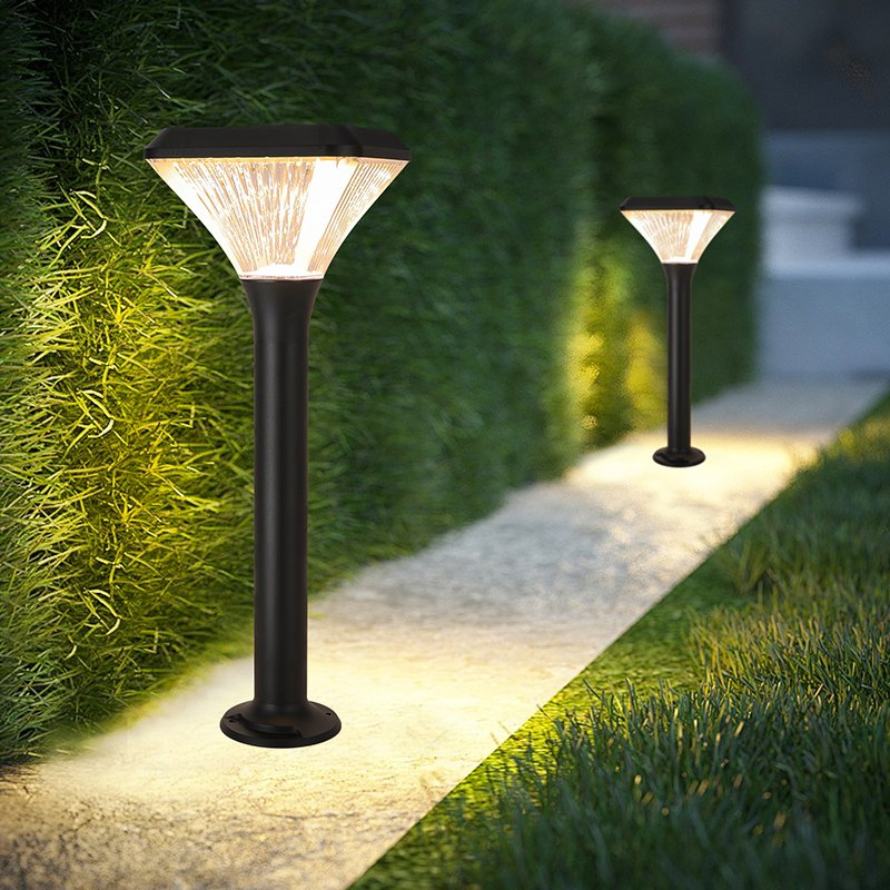 Diferente Altura Uno Dos Tres Cabeza Luz Solar de Jardín para Césped Luz Moderna de Panel Solar Poste Baliza Paisajística Luz de Jardín LED Solar