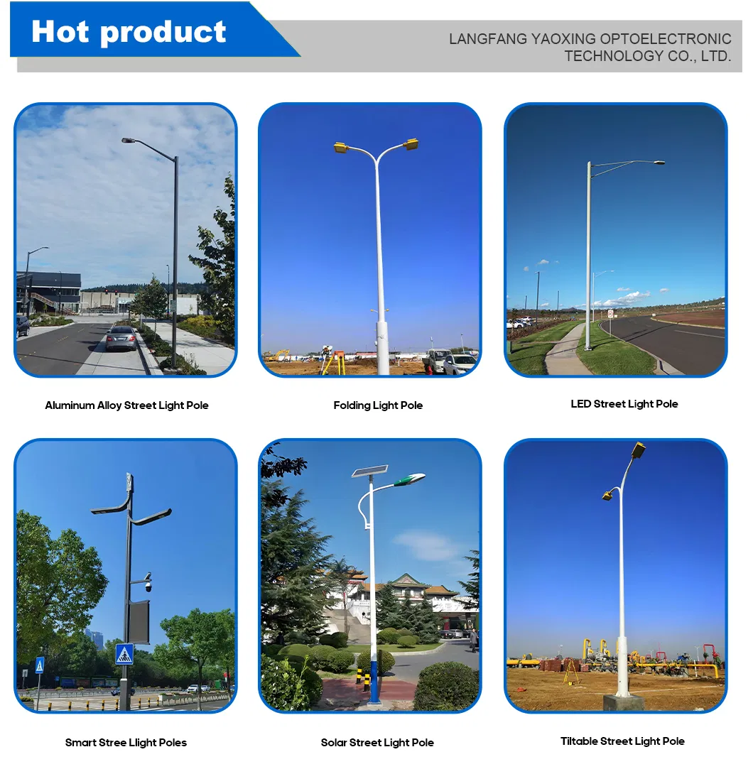 Detalle de poste de iluminación para calles comunitarias